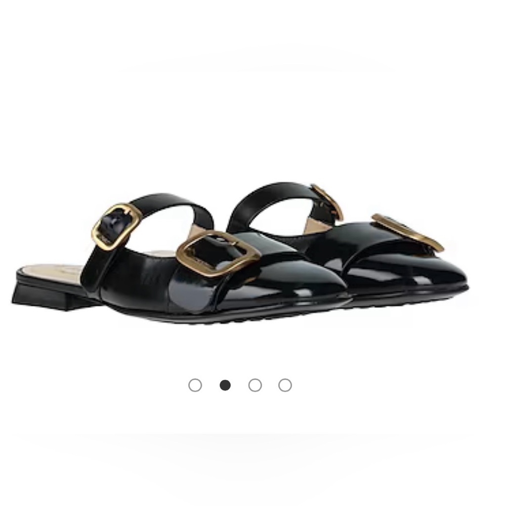 Tod's Black Flats with Gold Buckles Size 38.5